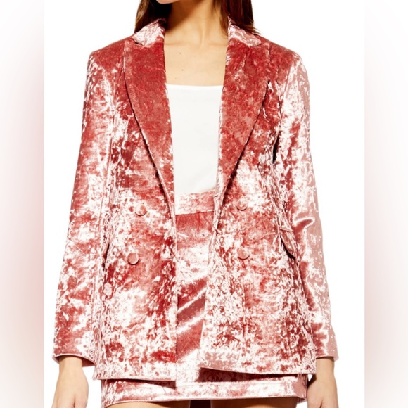 Topshop Jackets & Blazers - Topshop Pink Velvet Blazer